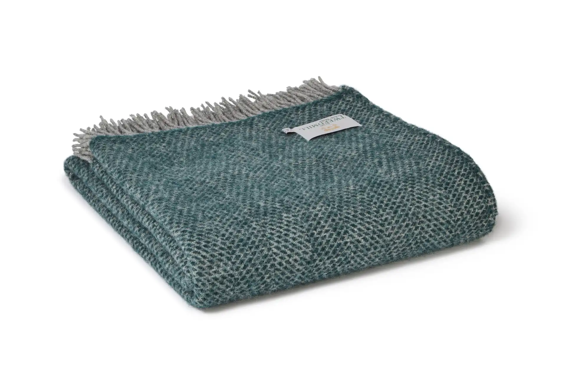 Throw from pure new wool - Extra Large Beehive/Emerald & Grey