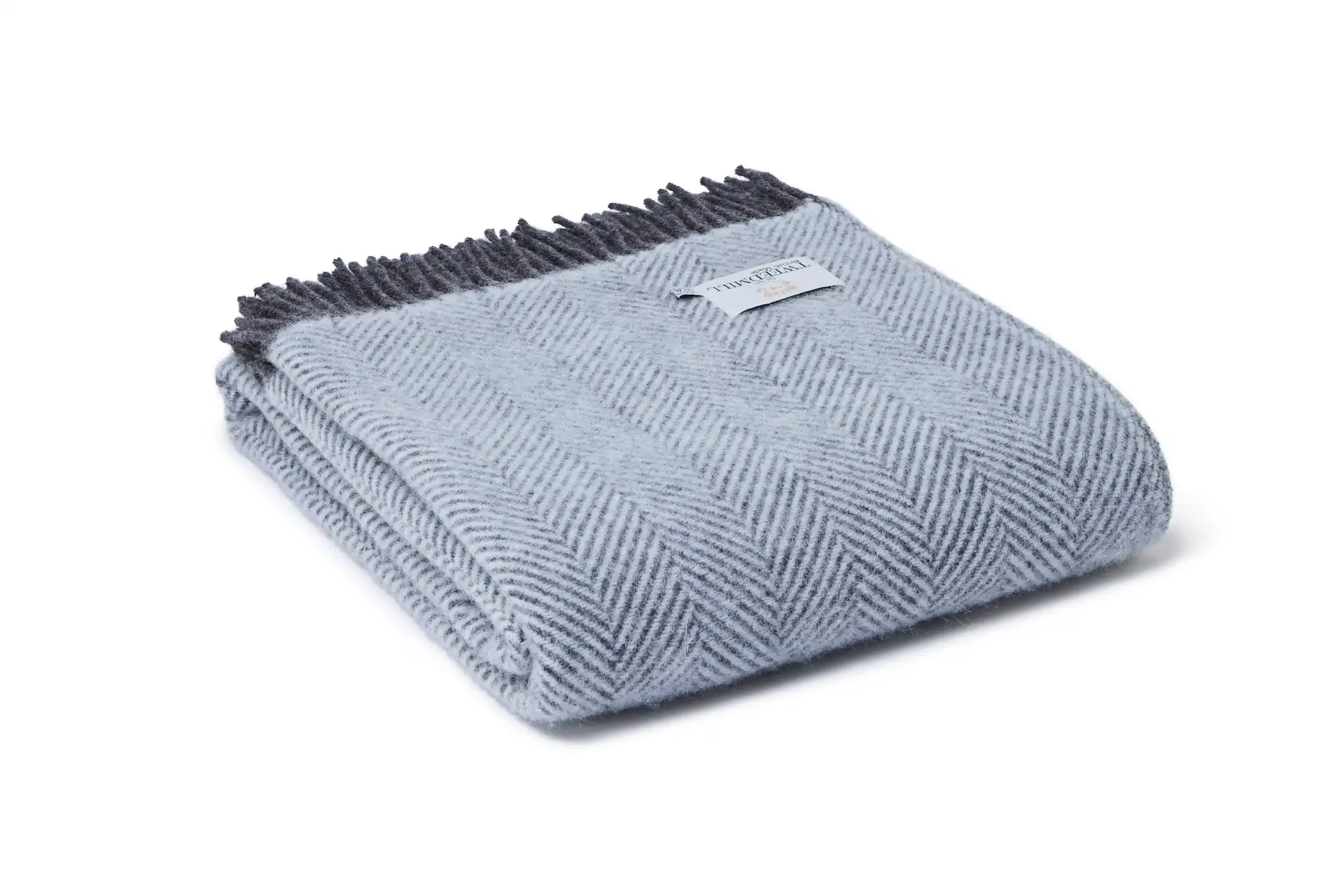 Deka z čisté vlny - 70x183cm - Herringbone/Powder Blue & Charcoal