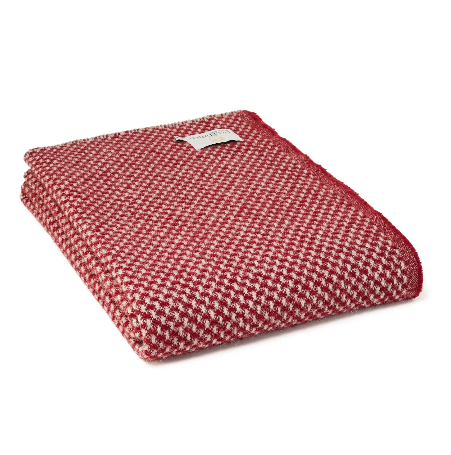 Deka z čisté vlny - Twill with a Blanket Stitch Edge/Silver/ Chilli Pepper