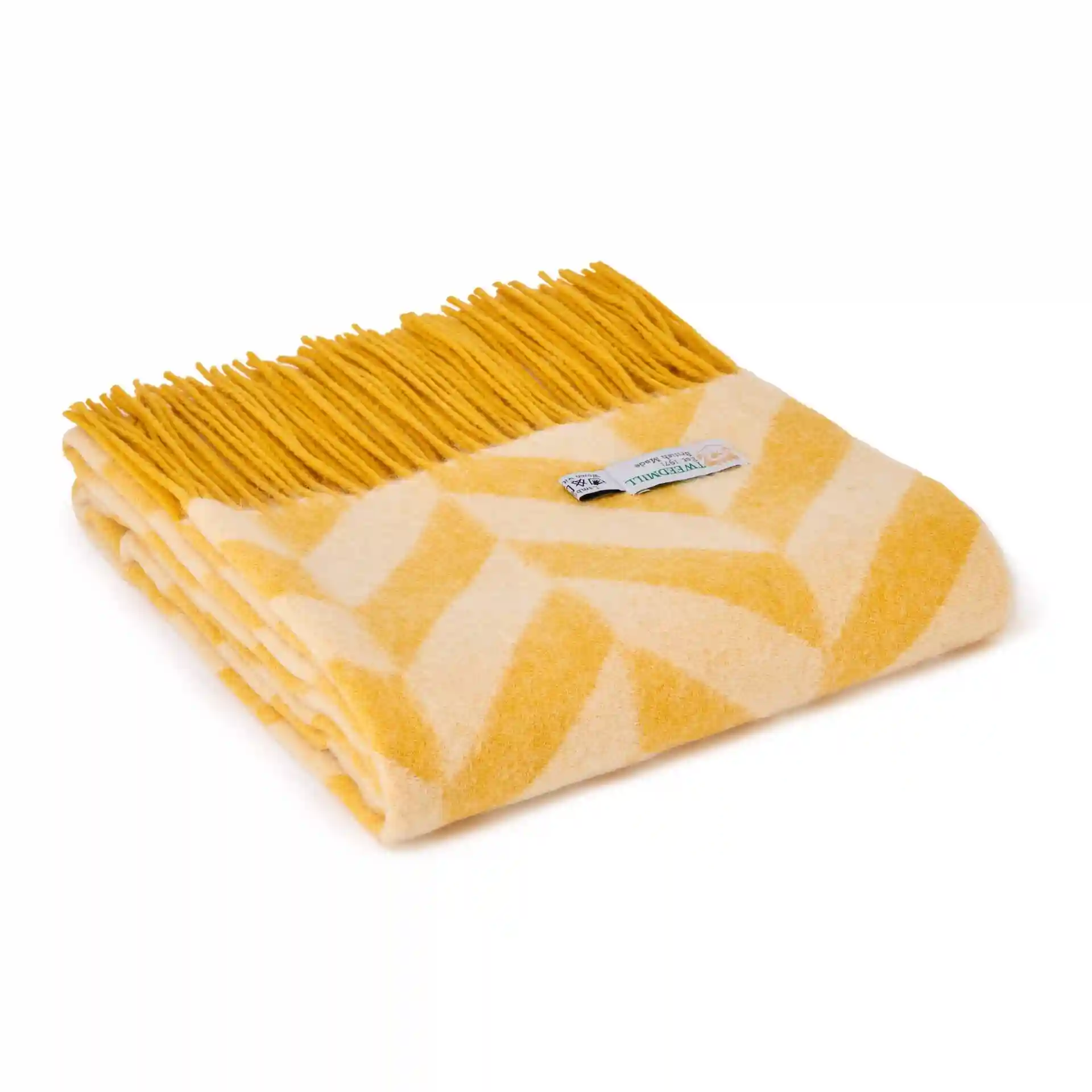 Široká vlněná šála - Chunky Herringbone/Yellow & Beige