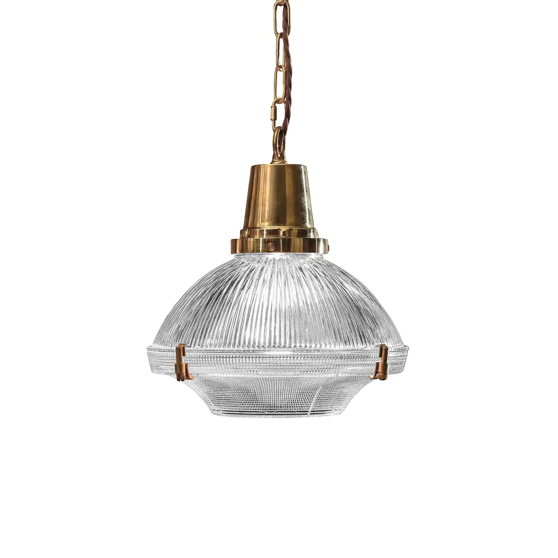 Hollen Polished Brass Brimmed Dome Pendant Light