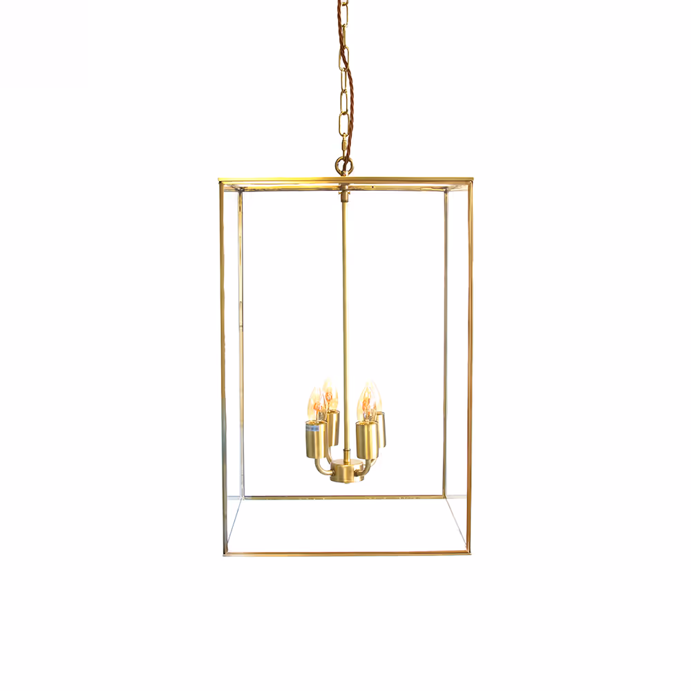 London Lantern Pendant Crossbar Large Brass